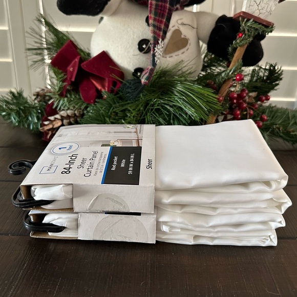 New! (2) Mainstays Sheer Rod Pocket Single Curtain Panels White 59"W x 84"L - Picture 3 of 11